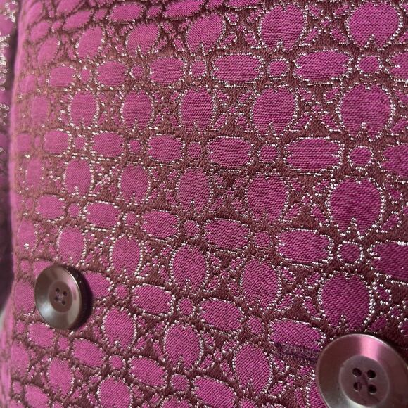 Isaac Mizrahi Purple & Metallic Coat Jacket Jackie Kennedy Vibes Size 10 READ - Picture 3 of 14